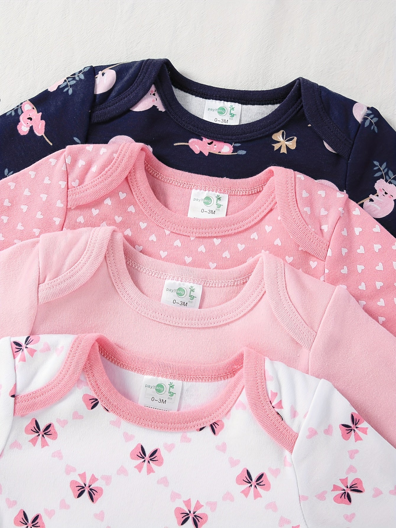 4pcs Set Baby Girl First Year Outfits - Cute Koala & & Ladybug & Flamingo Rompers, Long Sleeve Snap-Fit Jumpsuits, All-Season Clothes (0-12 Months), Machine Washable Wear, Perfect for Outdoor