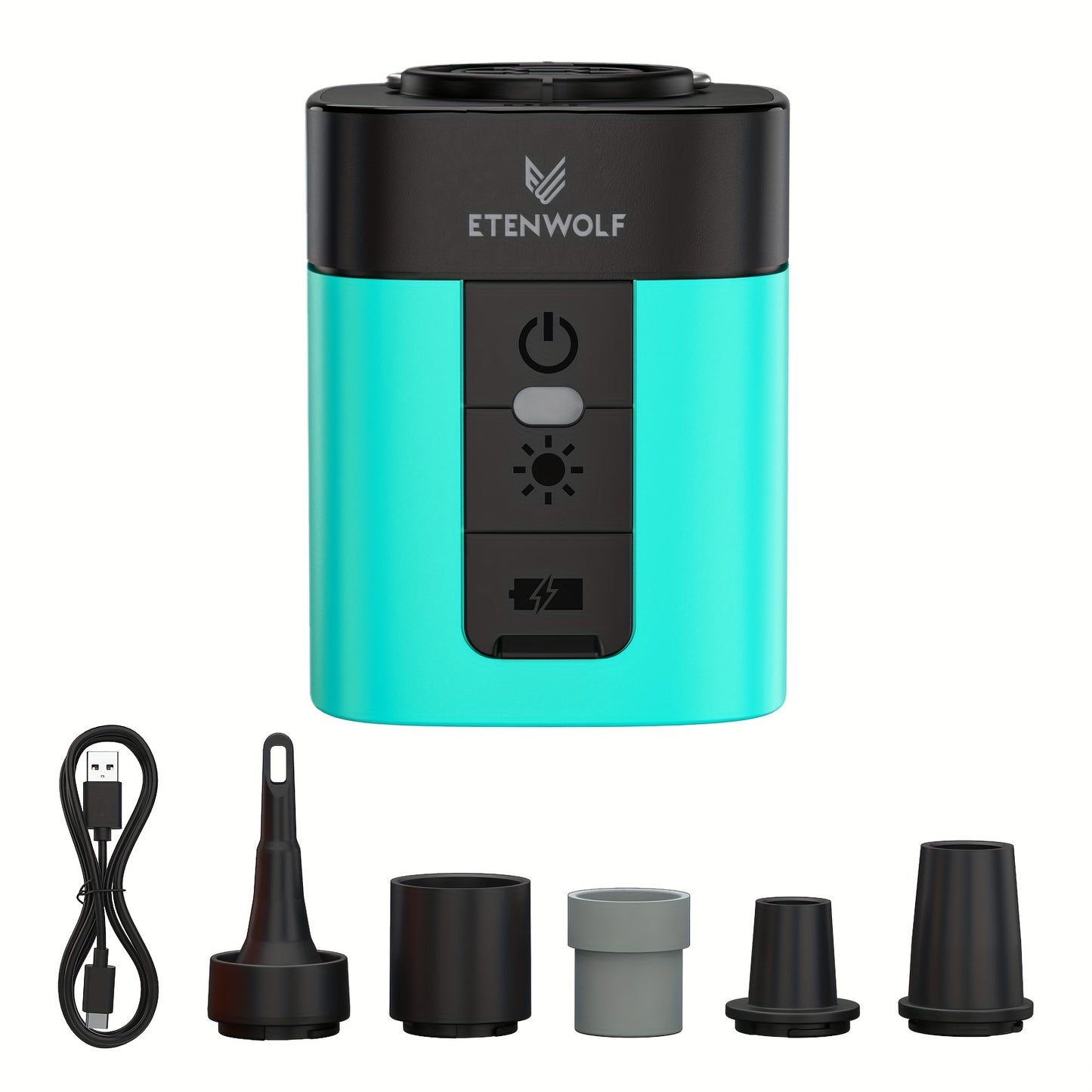 ETENWOLF Portable Air Pump 2600mAh Battery & Camping Light Mini Air Pump for Air Mattress, Pool Floats, Vacuum Storage Bags USB Charging, Compact Keychain Design for Travel, Camping & Outdoor Gear, Camping Must Haves, Camping