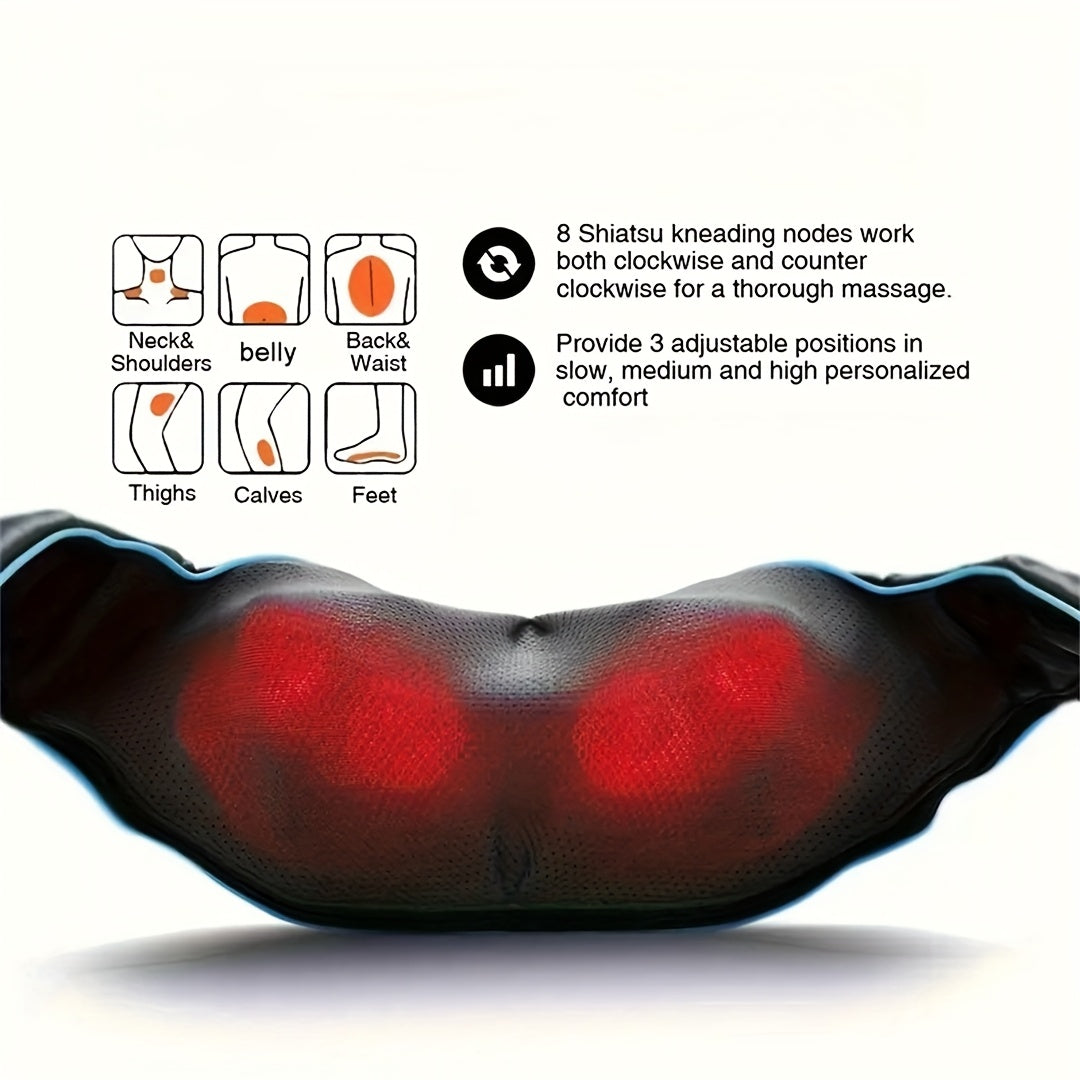 Neck Massager And Shoulder Massager with Heating Function, Deep Kneading Massage Pillow, Suitable for Full-body Muscle Massage, Can Be Used At Home, In The Office, Or In The Car, The Perfect Gift for Mom And Dad, Valentine's