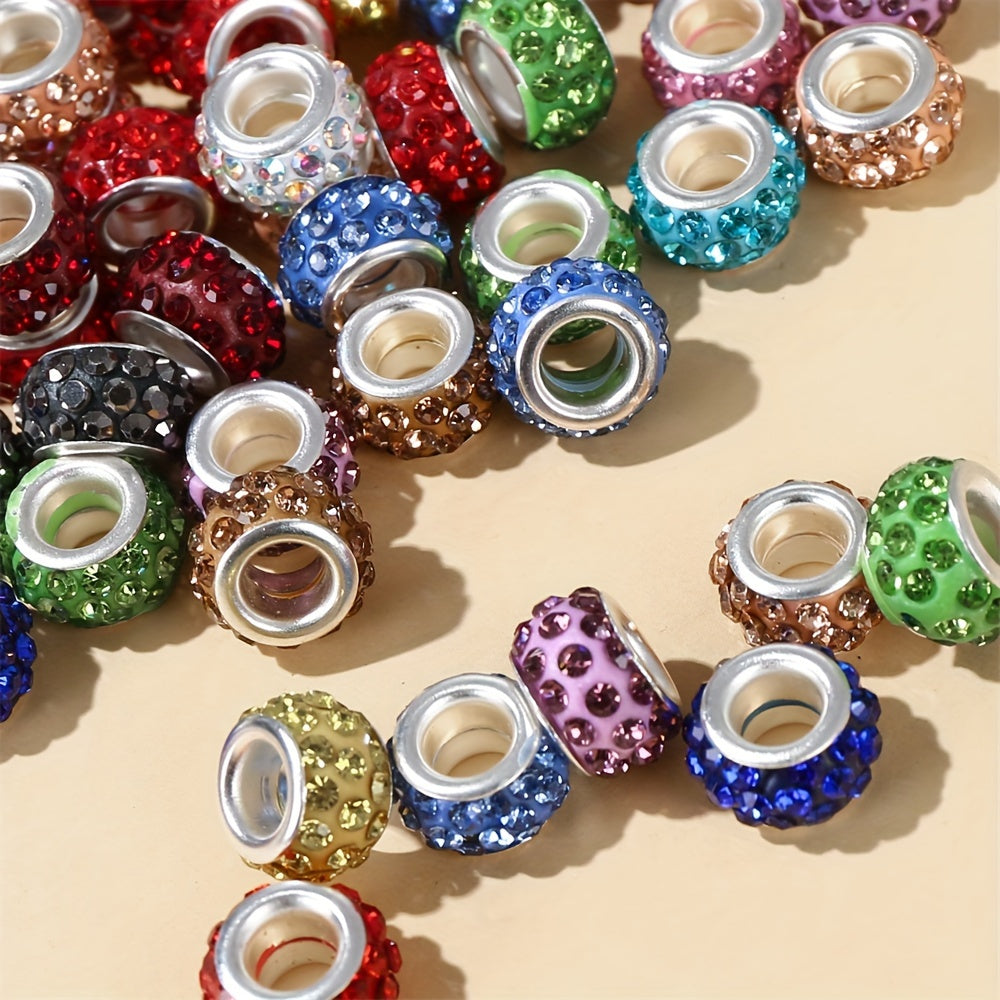 400pcs Rhinestone Beads, With Large Hole, For DIY Bracelet Earring Necklace Jewelry Making Beads Bulk