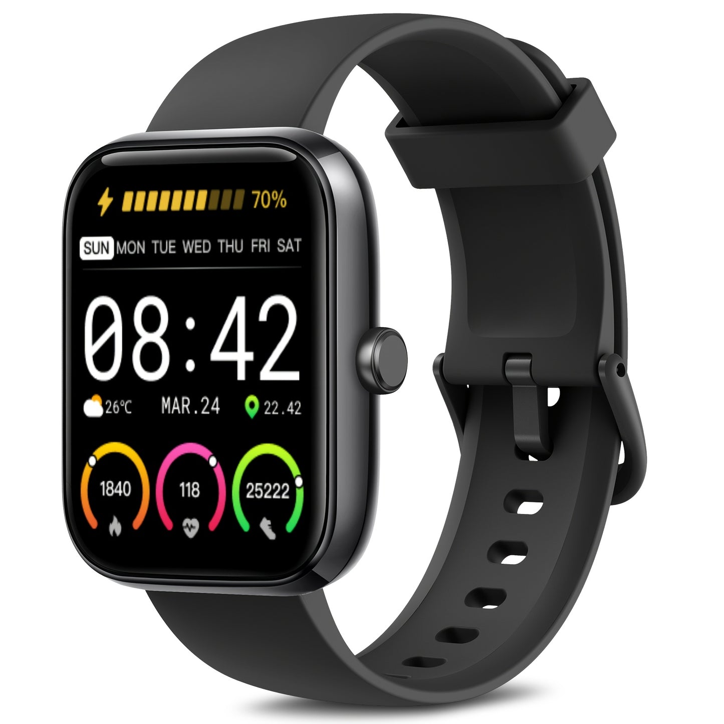 FUVEHA Smartwatch Gift for Men And Women, 1.8" HD Full Touch Screen, Make & Receive Calls, Message Notifications, 100+ Sports Modes, Lightweight & Breathable.Built-in Alexa, Compatible with Android And for iPhone.Perfect Gift