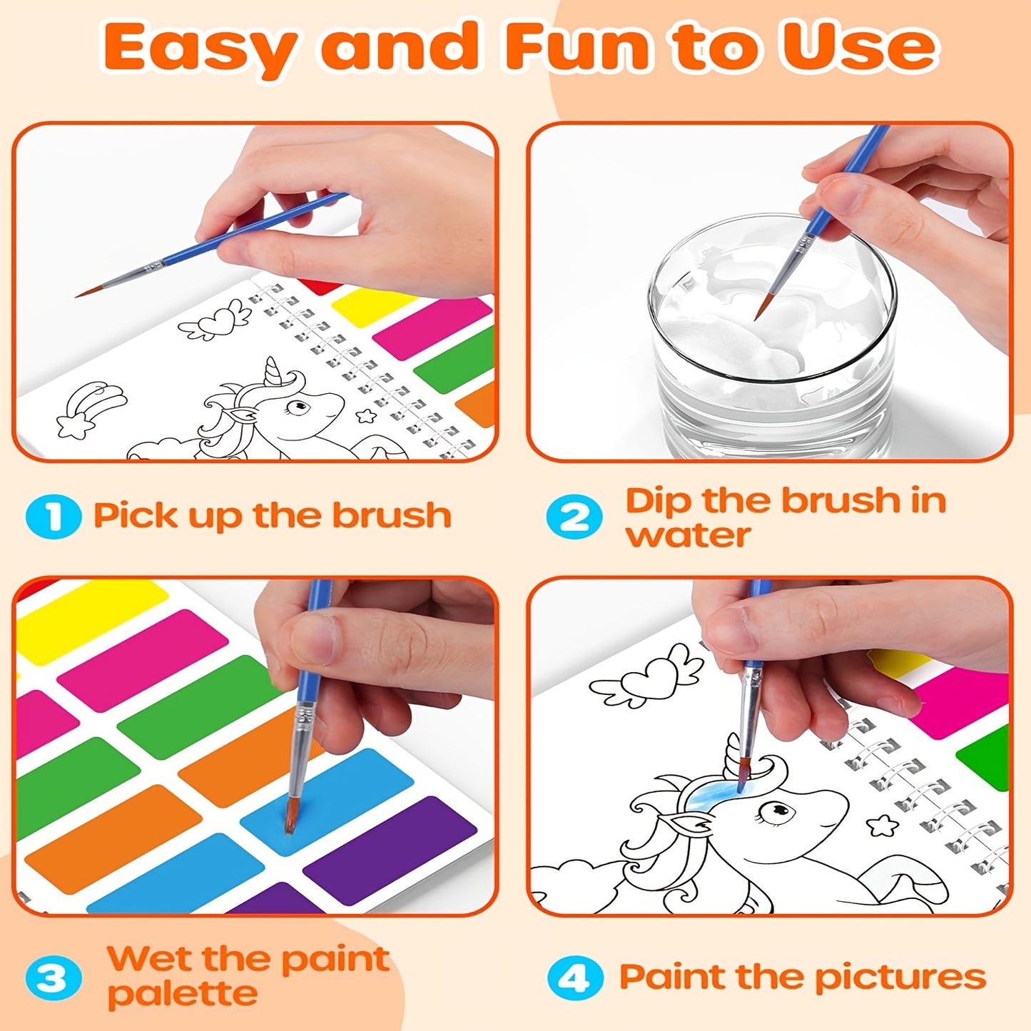 24 Pack Paint With Water Colouring Books For Kids Ages 4 To 12 Mixed Color Paper For Birthday Favors And School Prizes