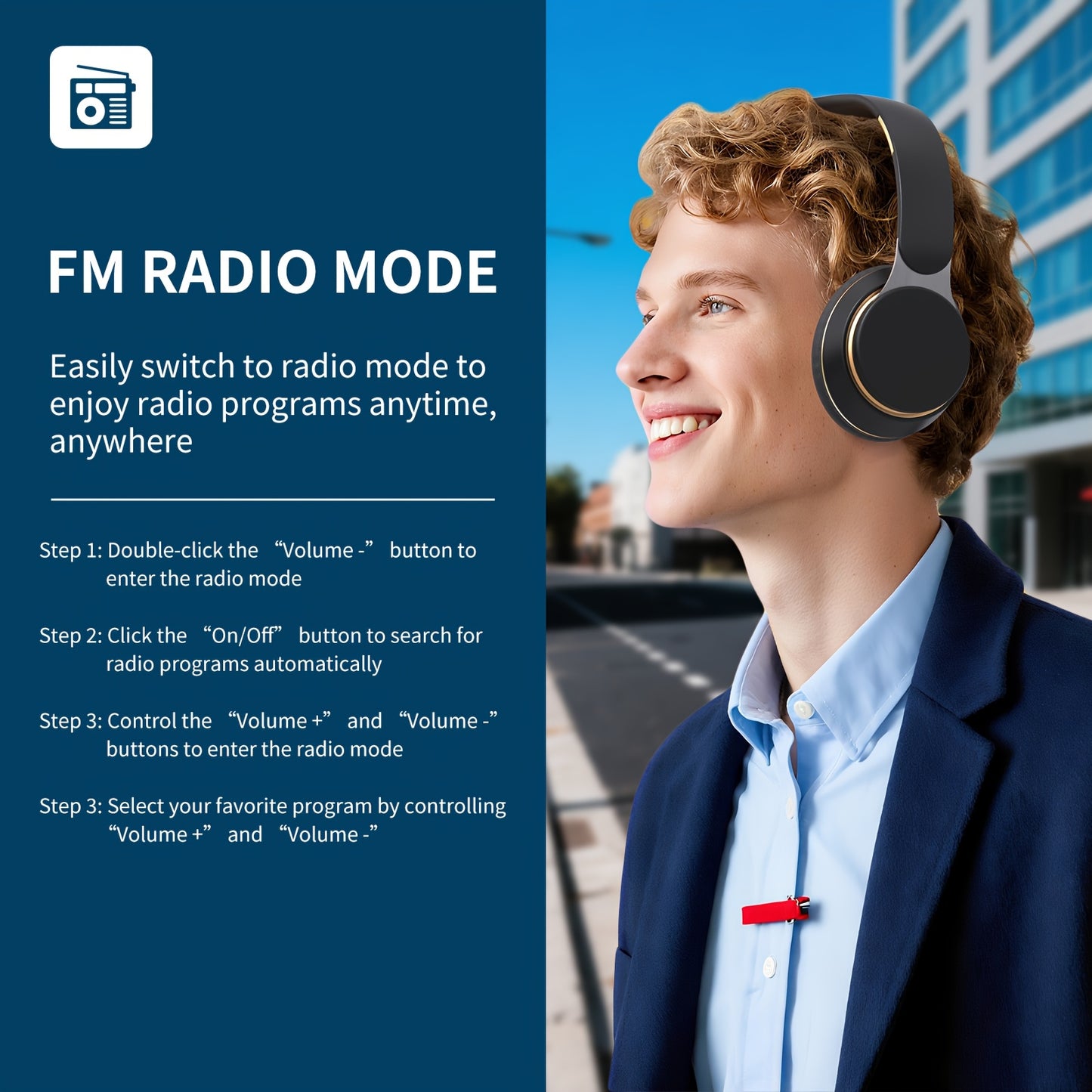 Wireless Over Ear Headphones, Portable Headphones, Foldable Headphones WIth Mic, FM Radio, 3.5MM AUX Cable, Soft-Earpads, Support TF Card Play For Travel Home Office Cellphone PC