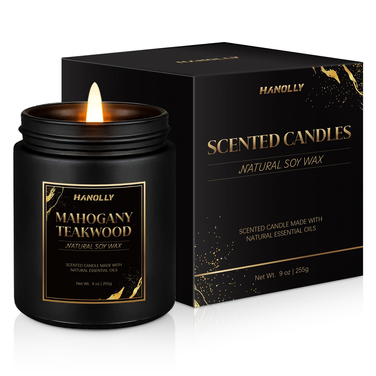 Mahogany Twakwood Candle | Masculine Candles For Men, Gifts For Men - Soy Candle For Home Scented - Scented Candles For Home, Gifts Long Lasting Burn Time - 9oz Black Jar, Christmas And Other Holiday Gifts, Gift For Men- Loca