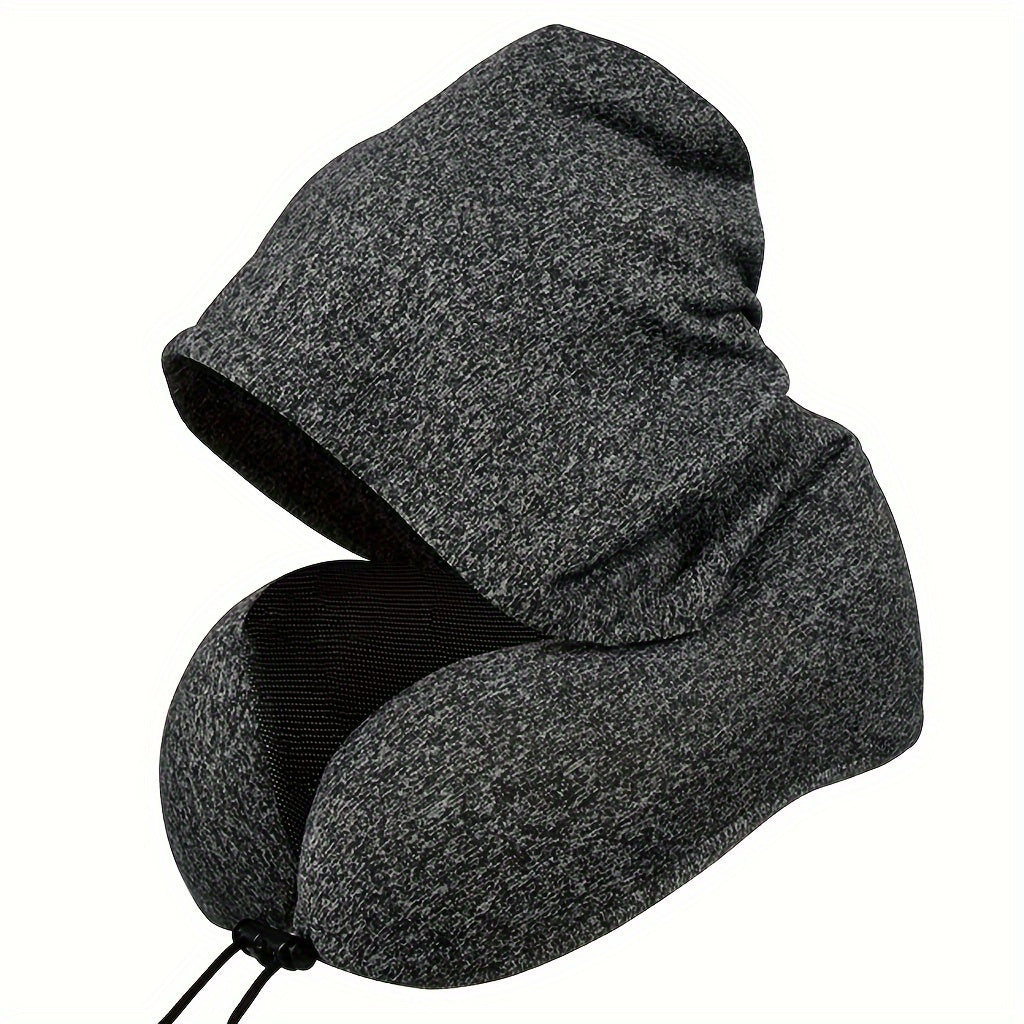 1pc Hooded Neck Pillow | Hand Washable Portable Travel Neck Pillow with Hidden Hat, Suitable for Plane, Train, Office Sleep Scenes, Mixed Color Non- Fabric with and Polyester