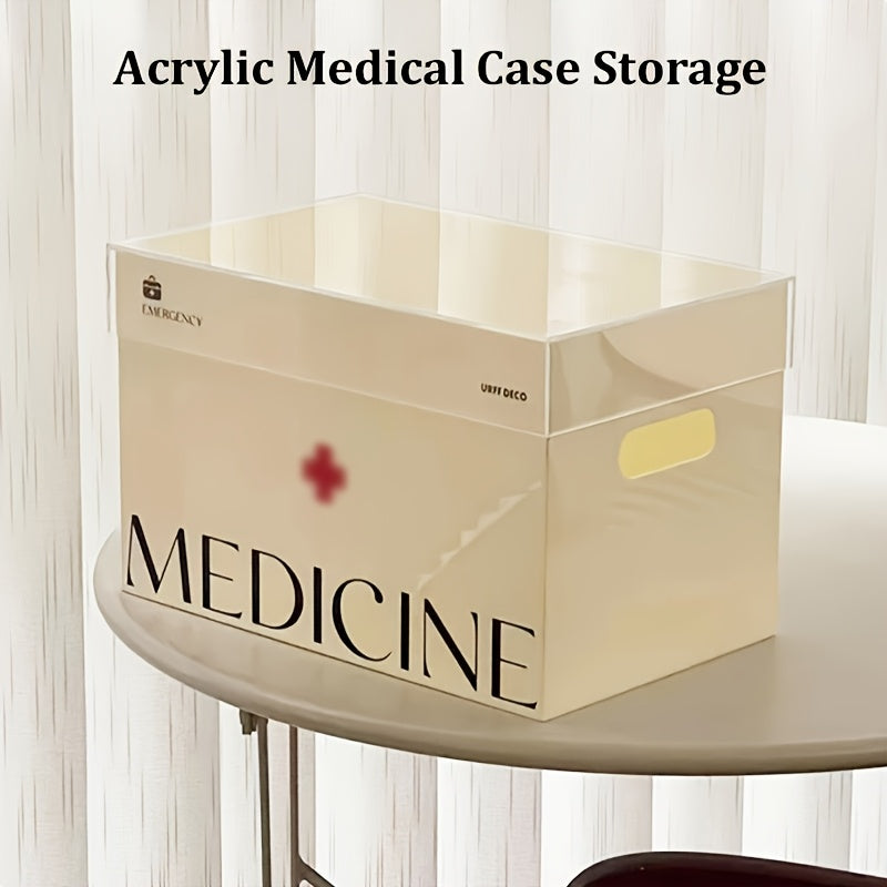 Acrylic Medicine Box Dustproof Double Layer For Home First Aid Kit Large Capacity Storage Box