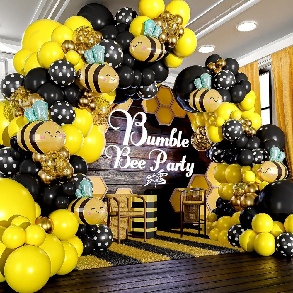 Bee Balloon Arch Wreath Kit with Yellow & Black Balloons - Bee-Themed Party Decorations for Bee Parties, Birthdays, Weddings, Showers, New Year, Christmas - Balloon Arch and Wreath for honeybee Celebrations