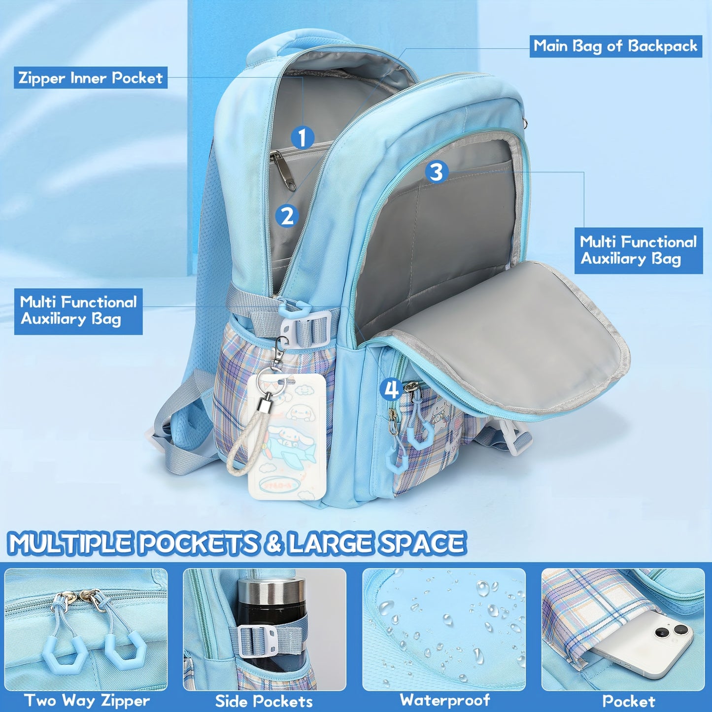 Sanrio Cartoon Shoulder Bag Lightweight Travel Backpack For Students