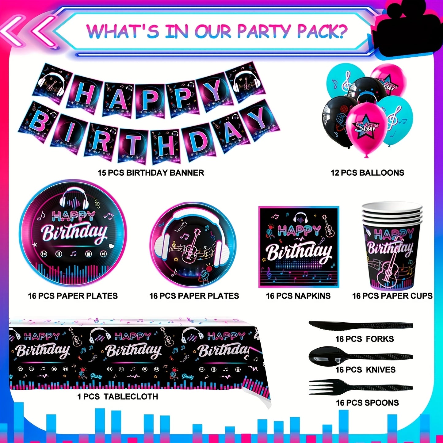 Disco Birthday Party Supplies, 138pcs DiscoParty Decorations & Tableware Set - Disco Party Plates Balloons Banner Cups Napkins Table Cloth Etc Disco Birthday Decorations (Serves 16)