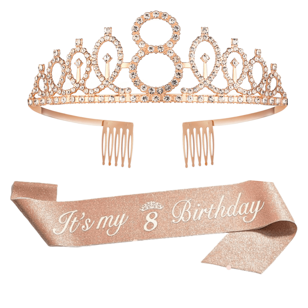 [Fabulous Sash Crown] 2pcs Fabulous Sash Crown & Tiara - Birthday Party Favor Supplies, Photo Props, Graduation Gifts, Holiday Accessories