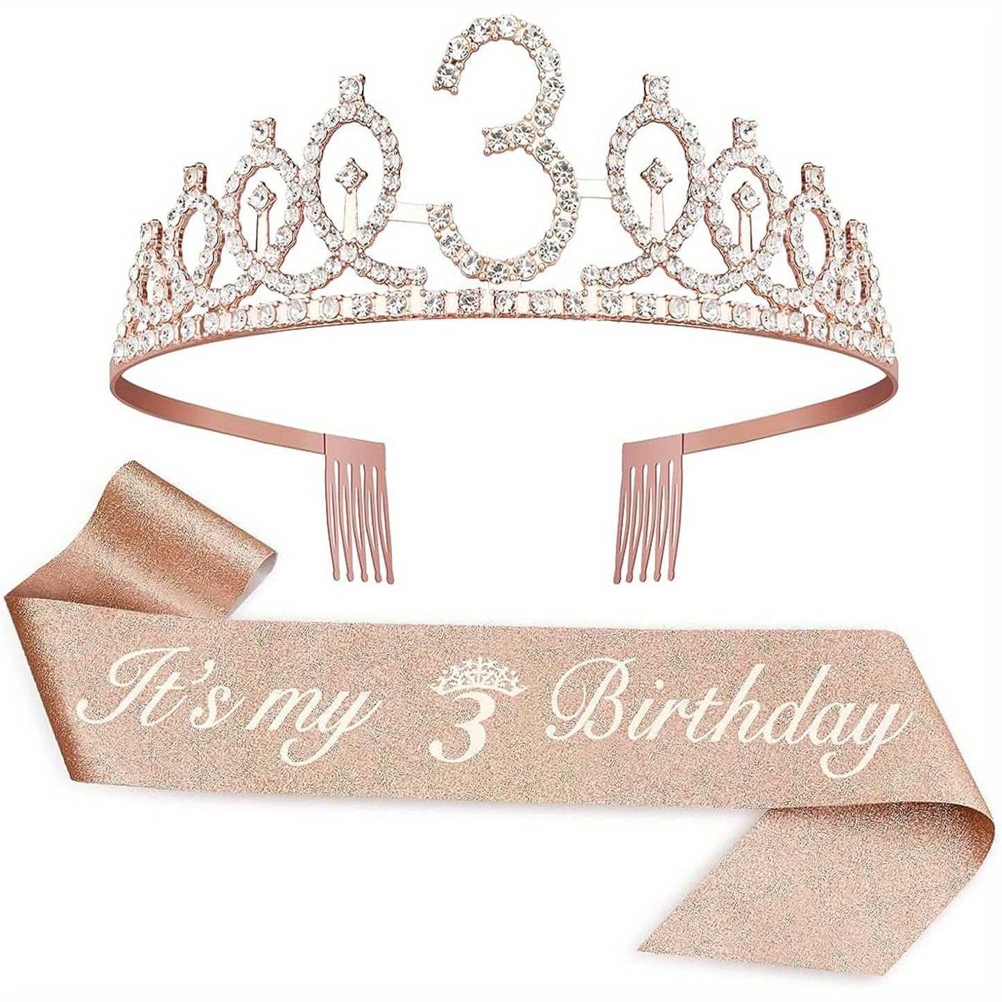 [Fabulous Sash Crown] 2pcs Fabulous Sash Crown & Tiara - Birthday Party Favor Supplies, Photo Props, Graduation Gifts, Holiday Accessories