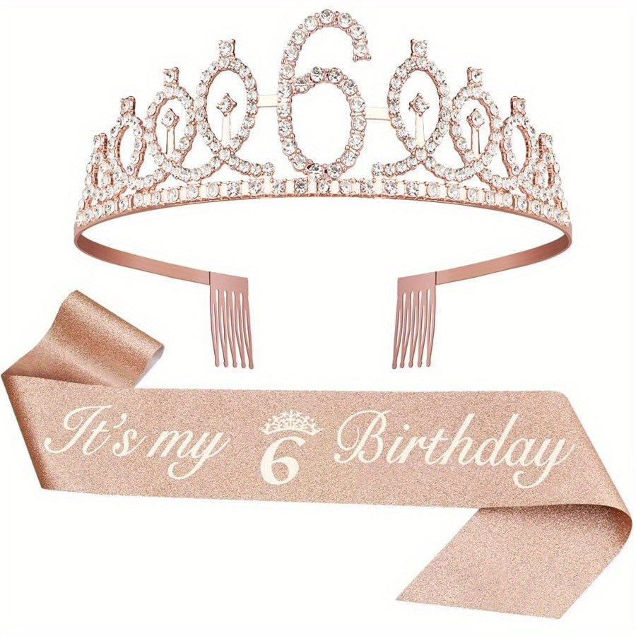 [Fabulous Sash Crown] 2pcs Fabulous Sash Crown & Tiara - Birthday Party Favor Supplies, Photo Props, Graduation Gifts, Holiday Accessories