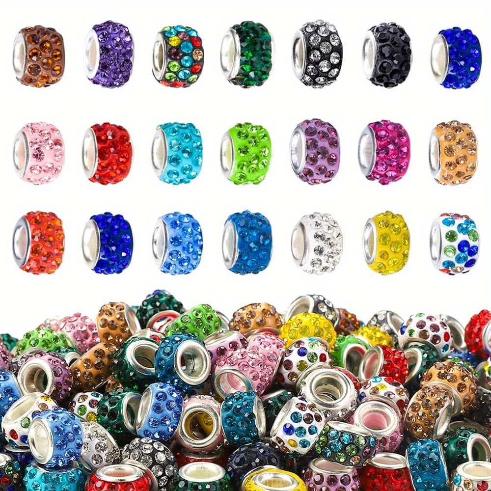 400pcs Rhinestone Beads, With Large Hole, For DIY Bracelet Earring Necklace Jewelry Making Beads Bulk