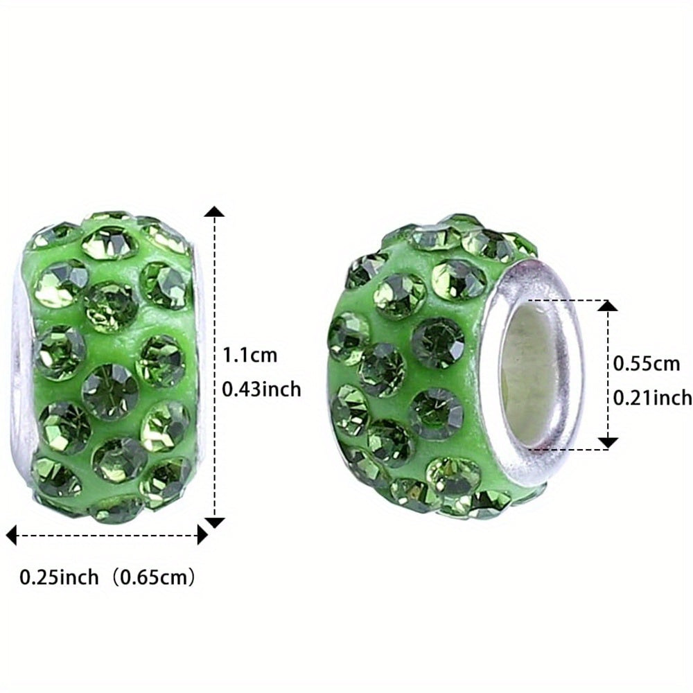 400pcs Rhinestone Beads, With Large Hole, For DIY Bracelet Earring Necklace Jewelry Making Beads Bulk