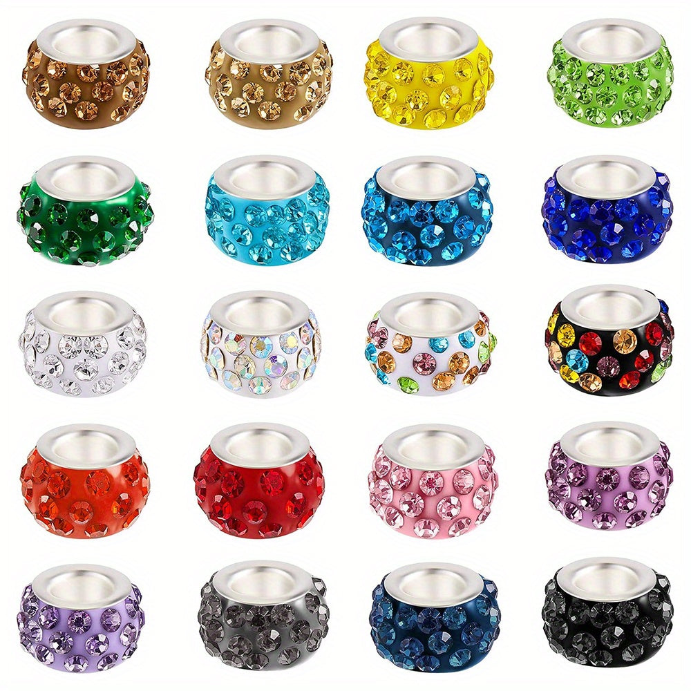 400pcs Rhinestone Beads, With Large Hole, For DIY Bracelet Earring Necklace Jewelry Making Beads Bulk