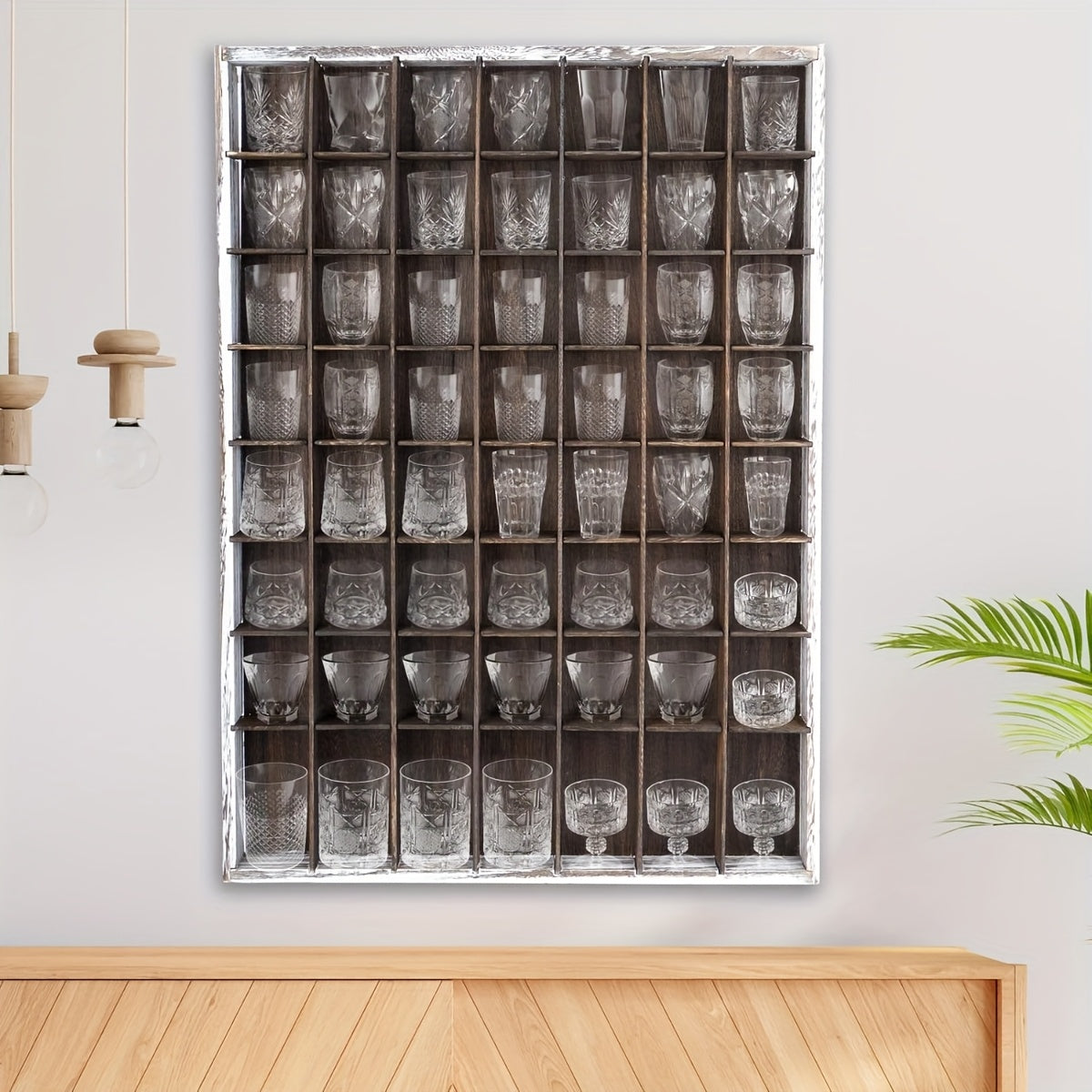 Nisorpa Wall Mounted Display Cases for Shot Glasses 56 Slots