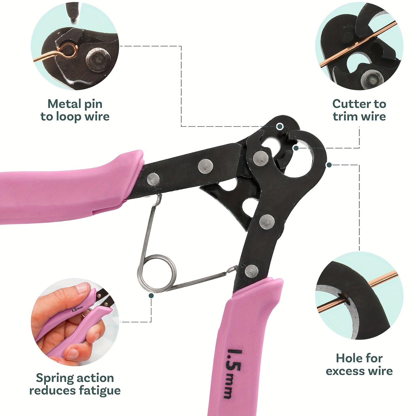 1pc Coil Needle Pliers with 1.5mm/2.25mm/3mm Looping Tool - Pink Metal Jewelry Making Pliers Suitable for DIY Earring, Copper Wire Shaping, Handcraft Jewelry Tools - Essential for Hobbyists & Professional Jewelers