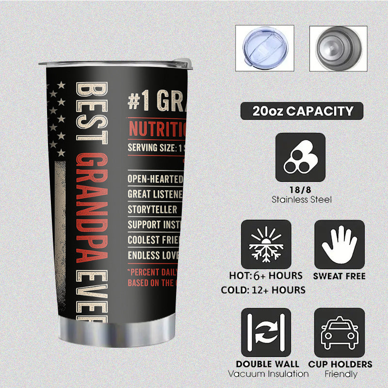 1pc Grandpa-Themed 20oz Stainless Steel Travel Mug - Leakproof Thermos Cup with American Flag design, Keeps Hot/Cold Drinks for Hours, Dad Grandpa Gifts for Father's Day, Birthday, Christmas - Easy-Clean Surface