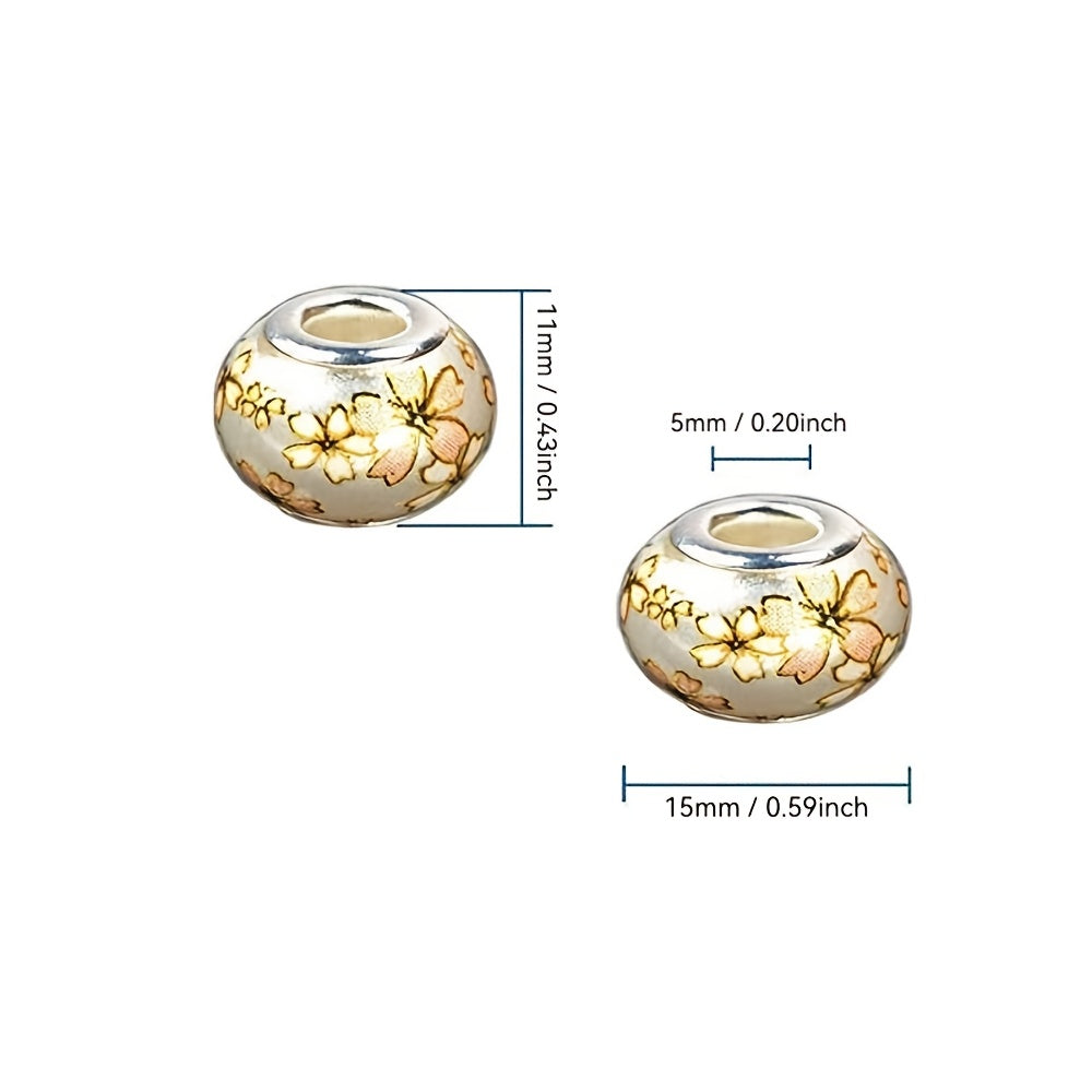 50Pcs Bohemian Glass Beads DIY Jewelry Making Large Hole Floral Tribal Patterns In Vibrant Colors Bracelets Necklaces