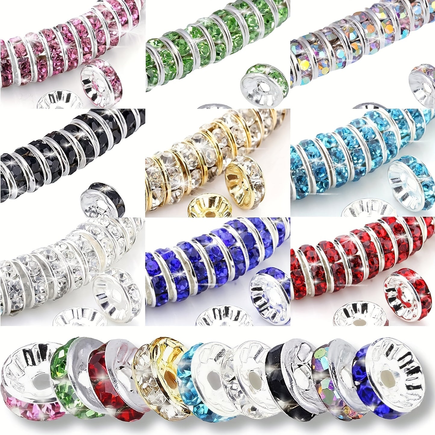 1080pcs Crystal and Rhinestone Spacer Beads for DIY Jewelry Making