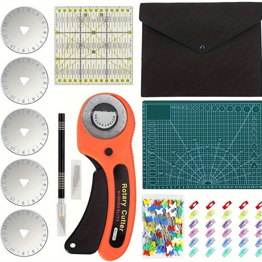 Rotary Cutter Set With 45Mm Cutter, Blades, Mat, Ruler, Knife