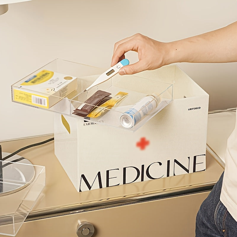 Acrylic Medicine Box Dustproof Double Layer For Home First Aid Kit Large Capacity Storage Box