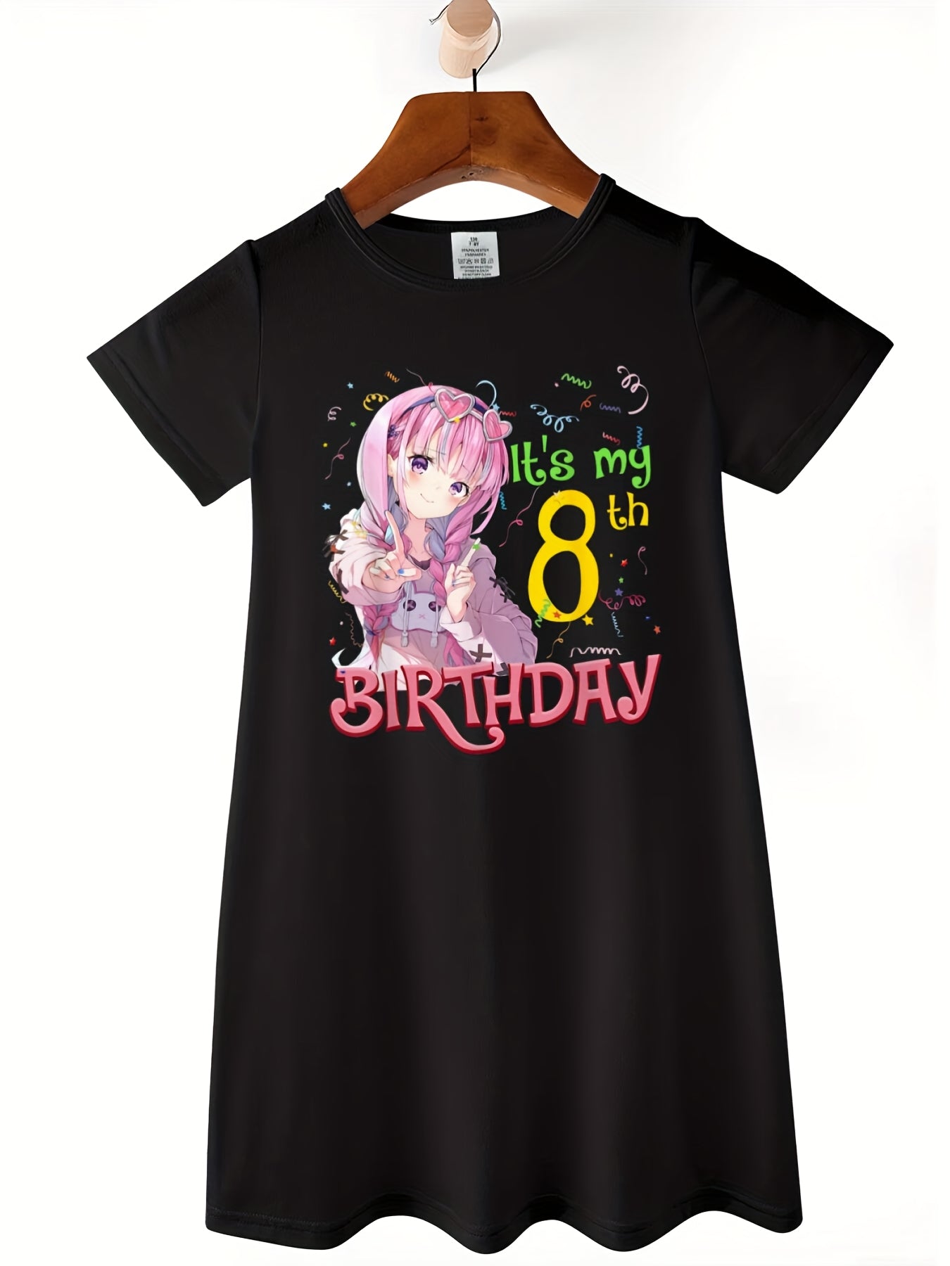 Its My 8th Birthday 8 Year Old Japanese Kawaii Anime Gift Short Sleeve Dress For Girl Kid