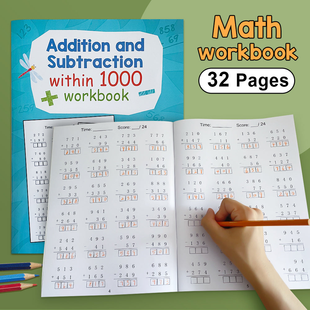 Addition And Subtraction Workbook For Kids 0 1000 Color Coded Exercises Primary School Math Homeschool English