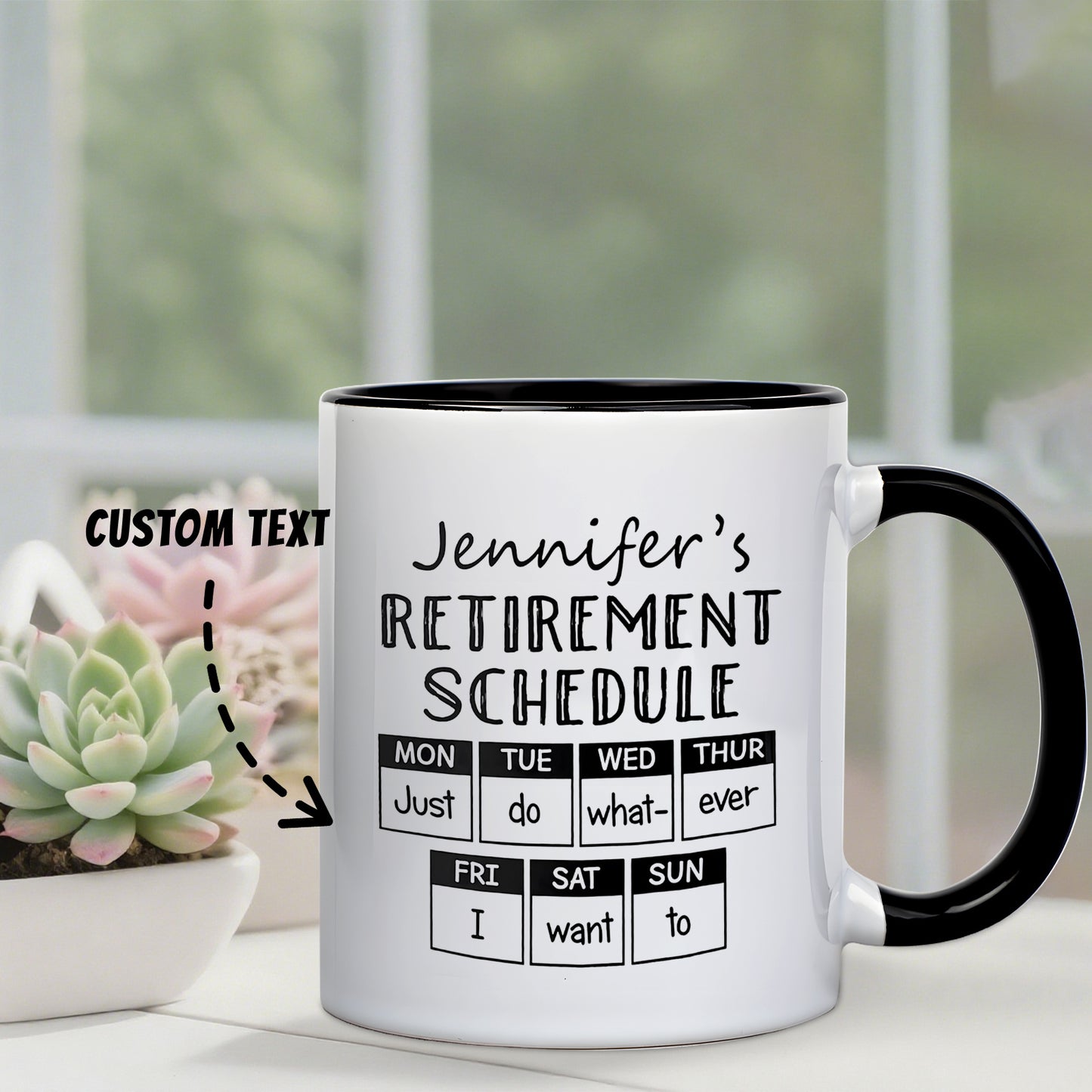 1pc Funny Retirement Mug with Personalized Name & Schedule - Ceramic Coffee Cup with Retirement Gift Idea, Retirement Party Favor for Women/Men, Grandma, Grandpa