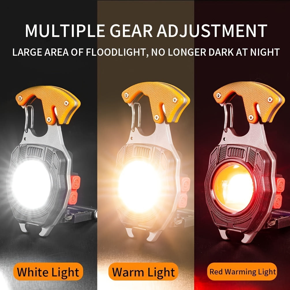 Keychain Flashlight Multitool with Lighter Rechargeable COB LED USB C Charging 500 Lumen 500m Range Tactical EDC Camping