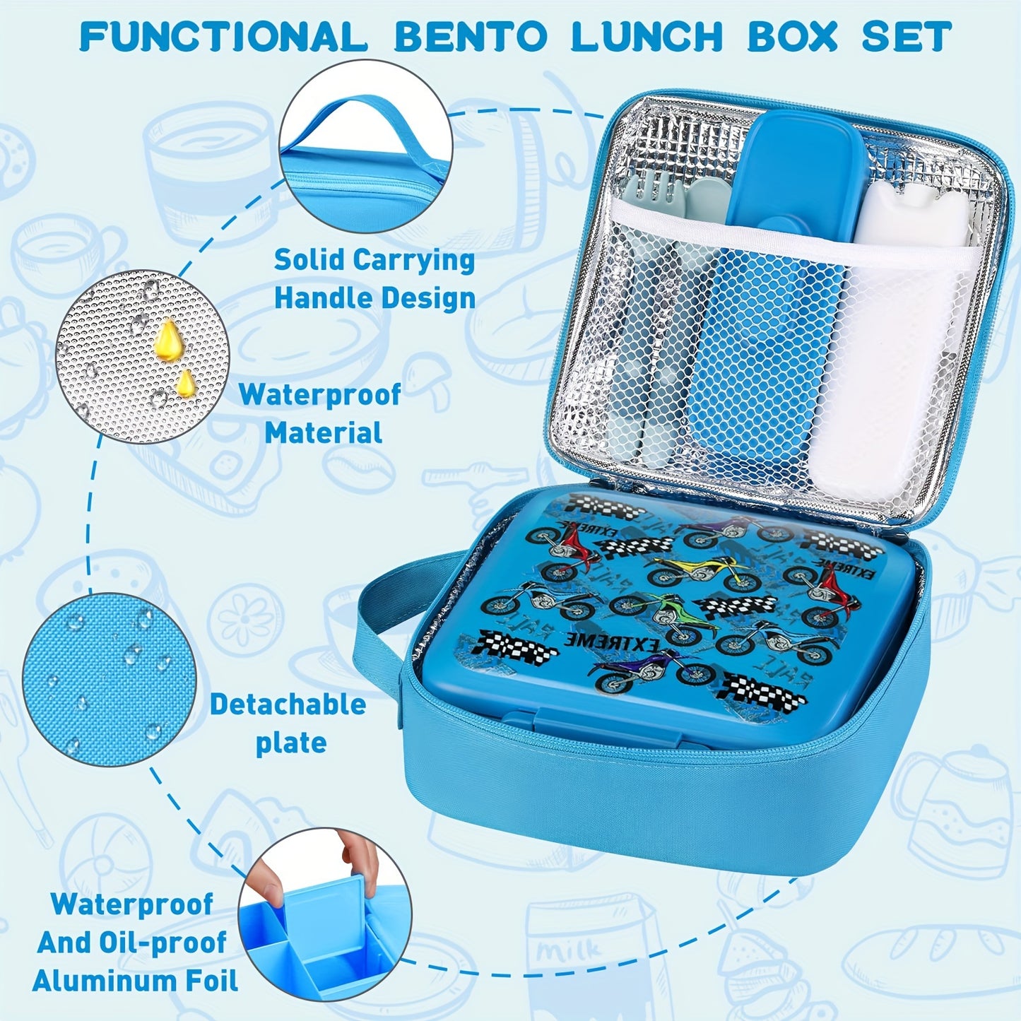 Leak-Resistant Bento Lunch Boxes Set Stainless Steel 5 Compartments