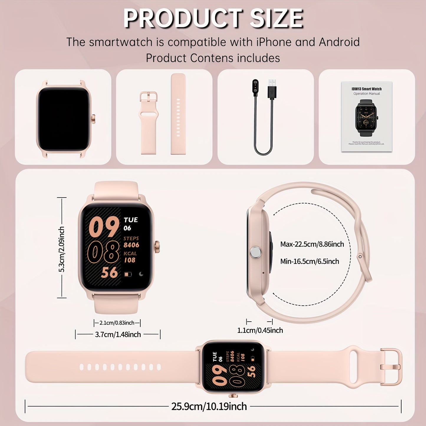 FUVEHA Smartwatch Gift for Men And Women, 1.8" HD Full Touch Screen, Make & Receive Calls, Message Notifications, 100+ Sports Modes, Lightweight & Breathable.Built-in Alexa, Compatible with Android And for iPhone.Perfect Gift