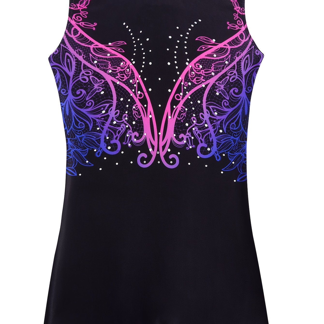 2 Piece Girls Gymnastics Leotards Hairband Sleeveless Unitard Gradient Sequin Design Rhinestone Embellishments Ages 3