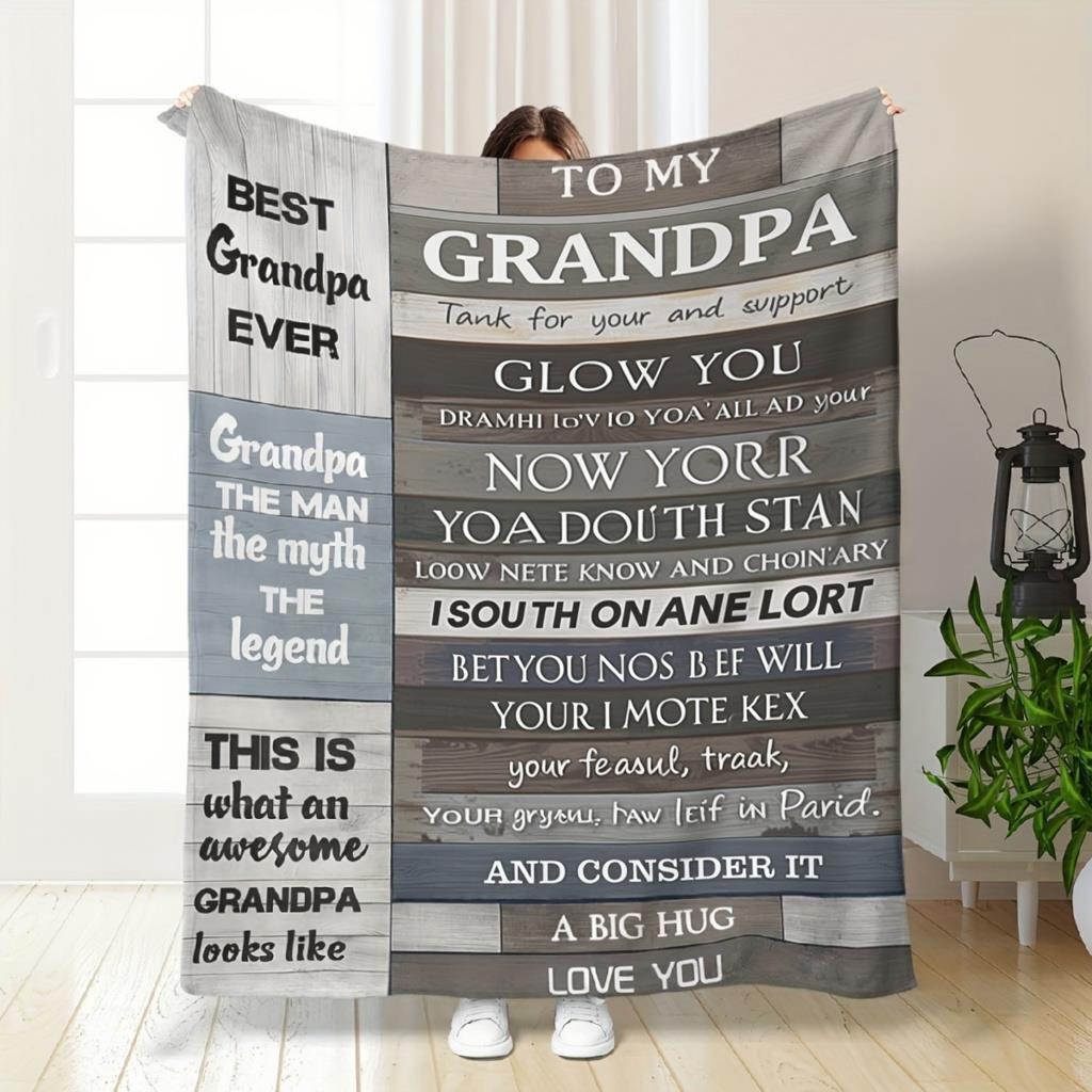 Best Grandpa Ever Blanket - ized Grandpa Gifts from Grandkids, Soft Flannel Throw Bedspread 50x60 Inch 280gsm Cozy Couch Bed Cover for Dad, Birthday Christmas Fathers Day Gift Idea for Grandfathers