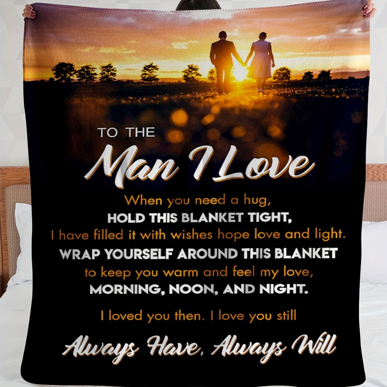 1pc Husband Gift Blanket | I Love You Valentine'S Day & Birthday Present, Cozy All-Season Throw with Romantic Couple Design, Perfect for Husbands & Boyfriends, Polyester Flannel
