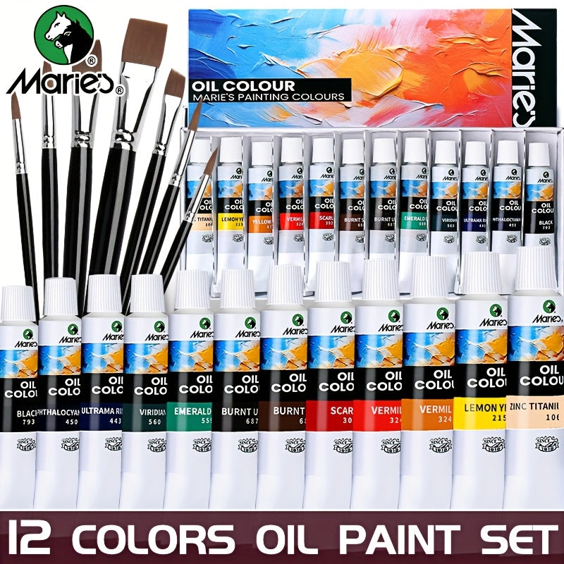 Marie's 19 Piece Oil Paint Kit With Brushes Professional Grade
