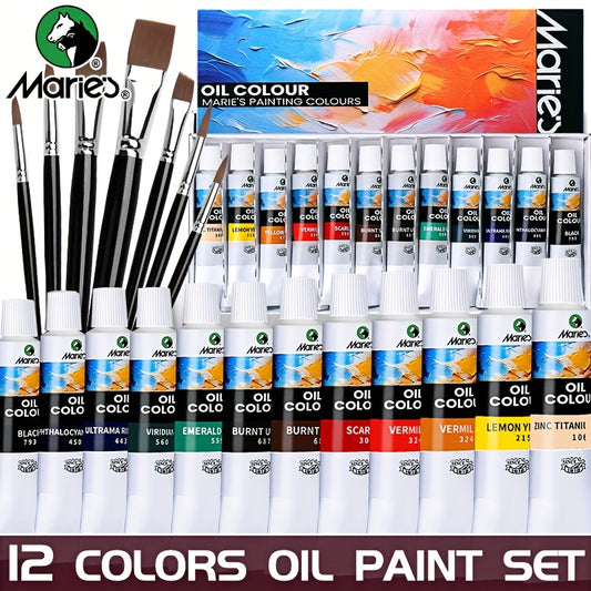 Marie's 19 Piece Oil Paint Kit With Brushes Professional Grade