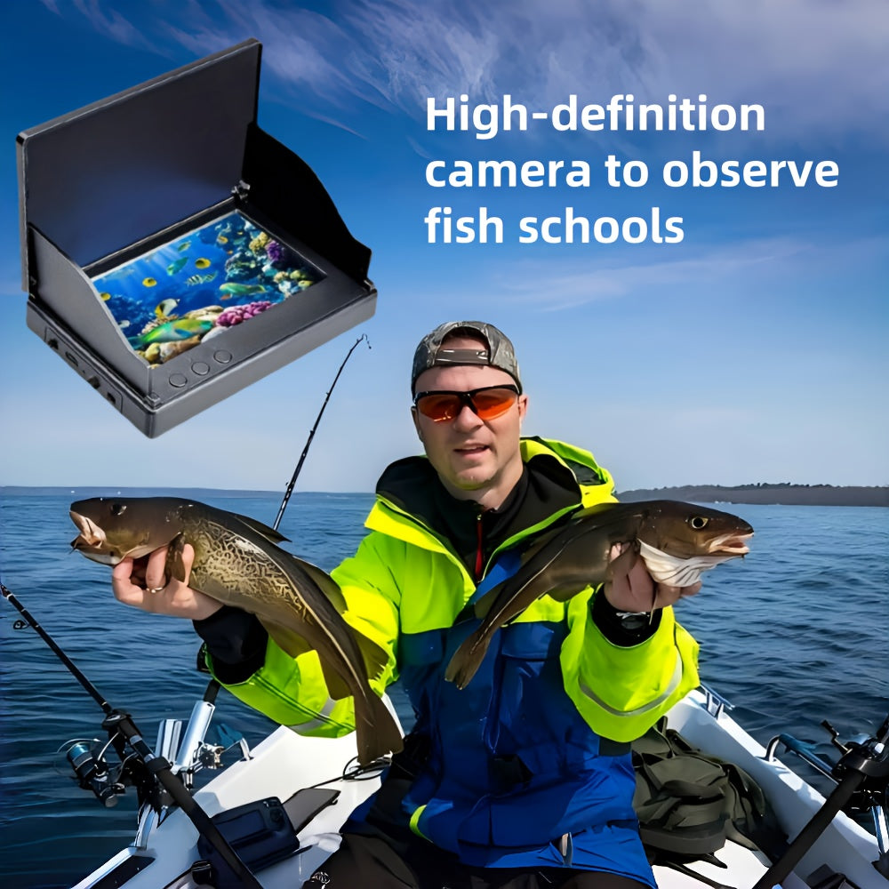 Latest Upgraded Version 4.3-inch Single-sided Screen Shielded Fishing Viewing Set, Fish Finder, HD Underwater Camera, Underwater Fishing Tool, 140° Wide-angle Lens, Fish-attracting Light, Perfect for Fishing Enthusiasts, Bir