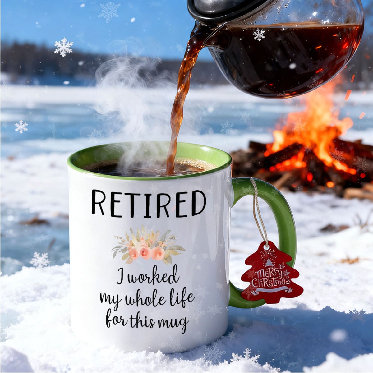 1pc 11oz Retired-Themed Mug with Retired Label & Coffee Bean Design - Dishwasher Coffee Cup for Retirees, Gift for Retiring Coworkers, Men & Women, Durable Retirement Party Accessories (Black/White)