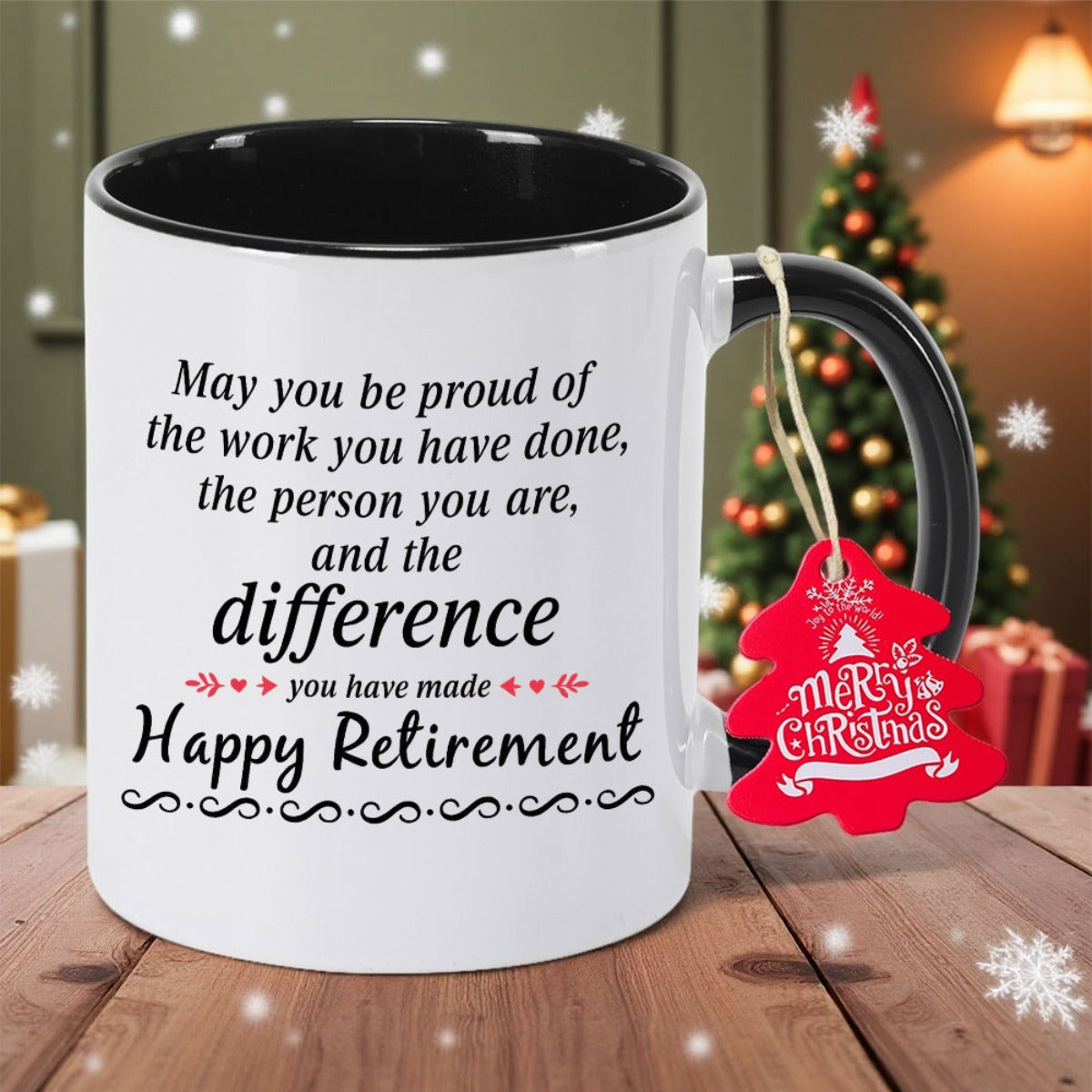 Retirement Ceramic Coffee Mug with "Happy Retirement" Message - Durable, Non-Slip, Hand Wash Only, Ideal for Grandma, Christmas, Thanksgiving, Halloween, Holiday Gift|Playful Design|Metallic Construction, or Birthday Gift, Re