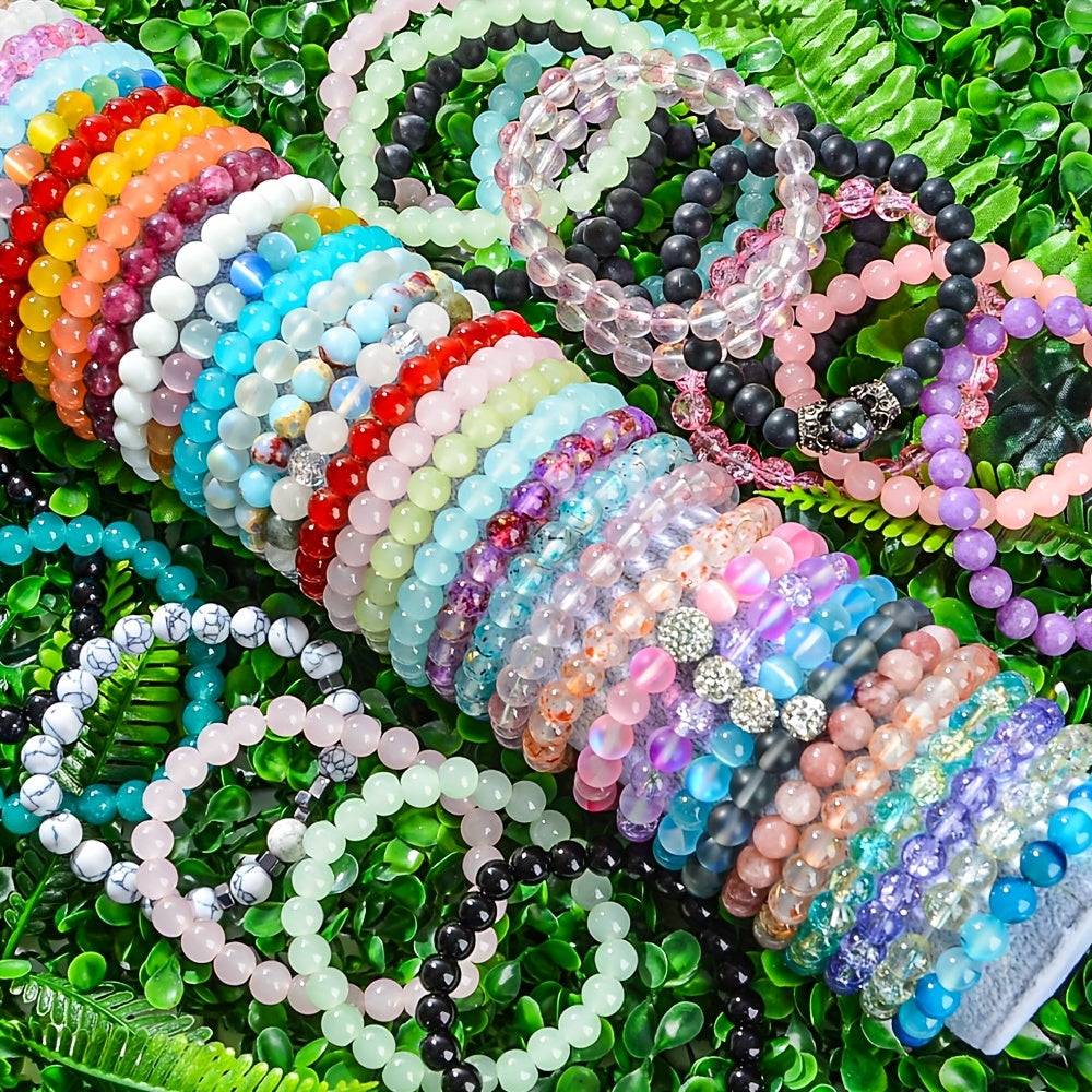 Bohemian Glass Beaded Bracelet 50pcs Set for Men and Women