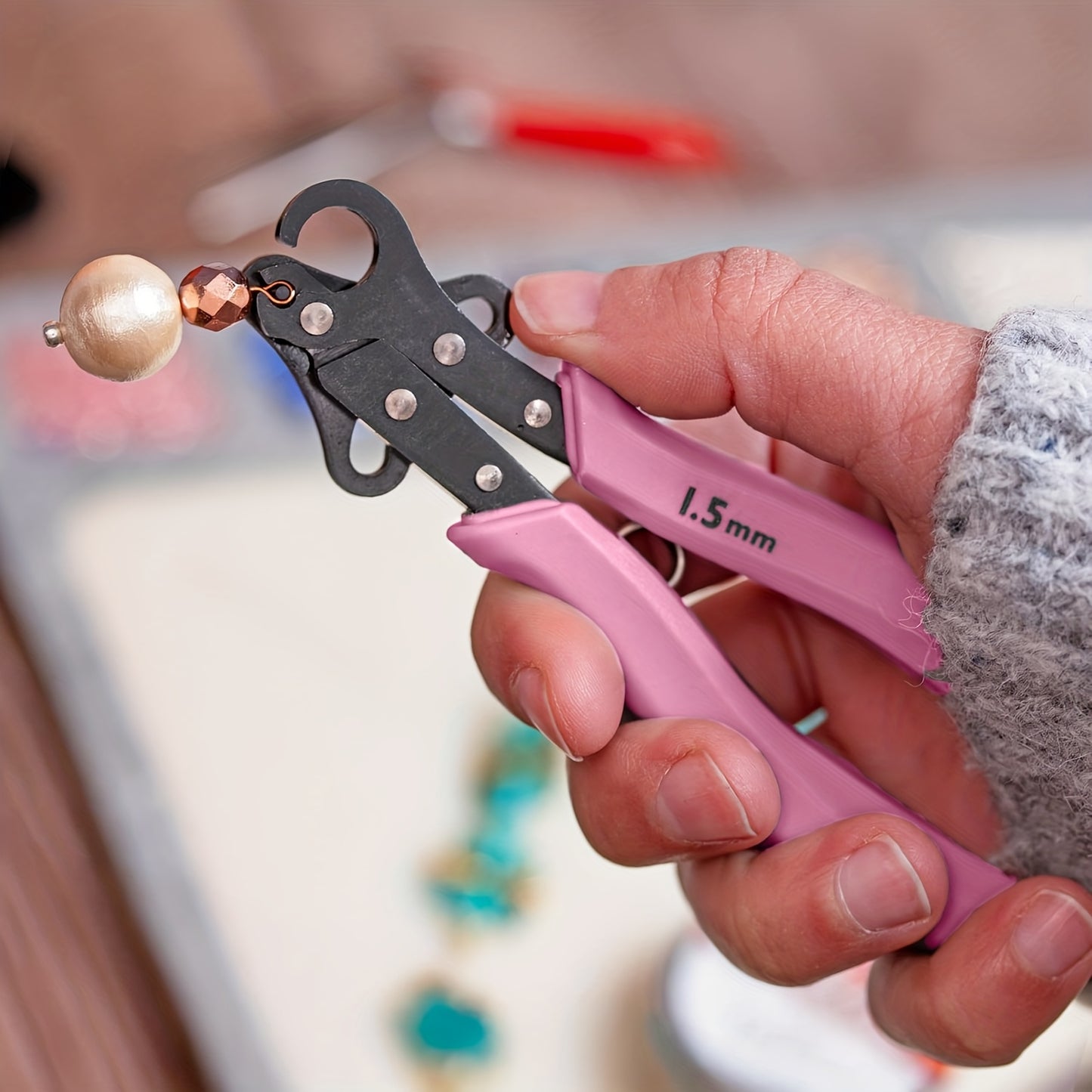 1pc Coil Needle Pliers with 1.5mm/2.25mm/3mm Looping Tool - Pink Metal Jewelry Making Pliers Suitable for DIY Earring, Copper Wire Shaping, Handcraft Jewelry Tools - Essential for Hobbyists & Professional Jewelers
