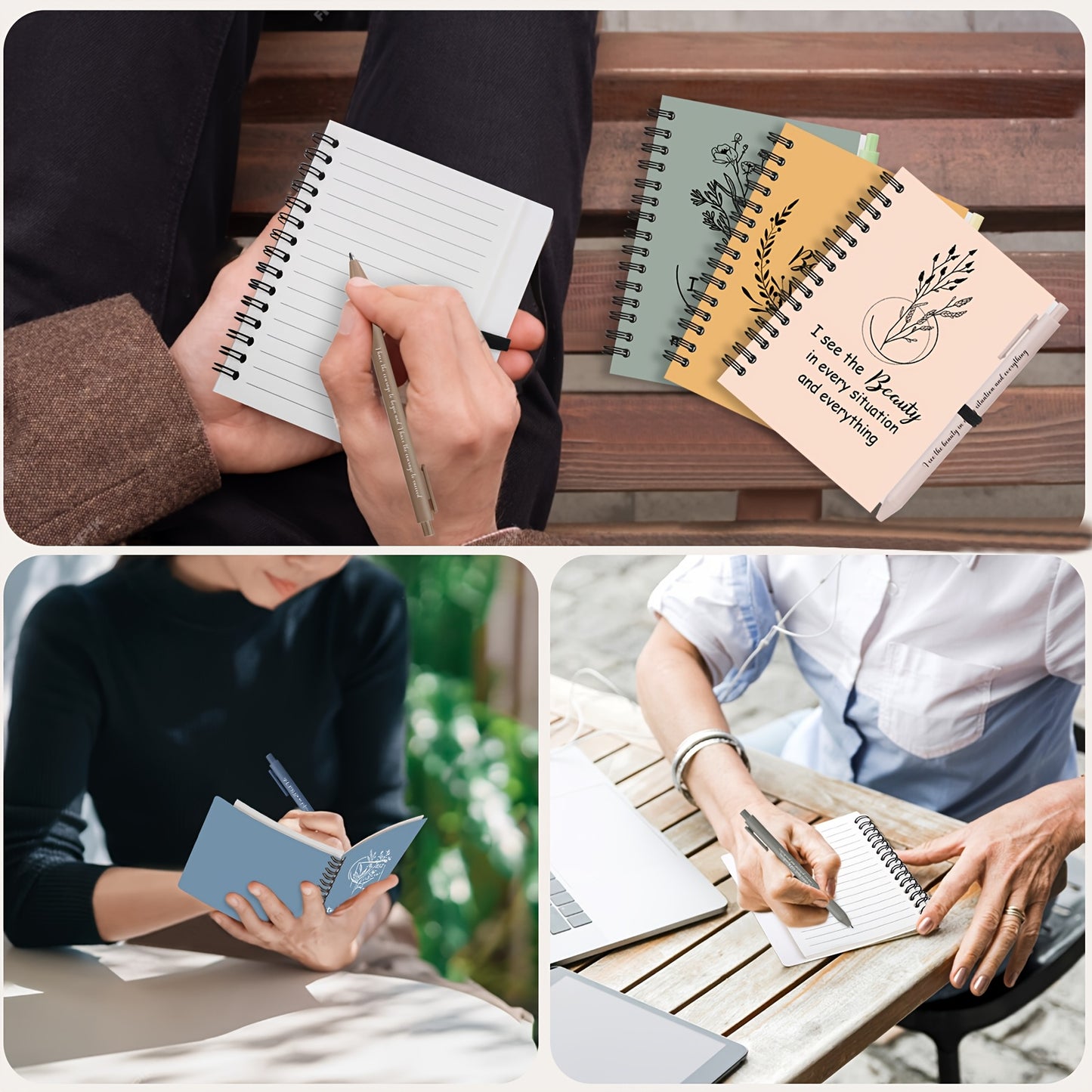 40 Sets/ 80pcs Inspirational Spiral Notebooks Thank You Bamboo Ballpoint Pens Bulk Motivational Journals Employee Appreciation Gifts Encouragement Gifts For Teacher Coworker Nurse