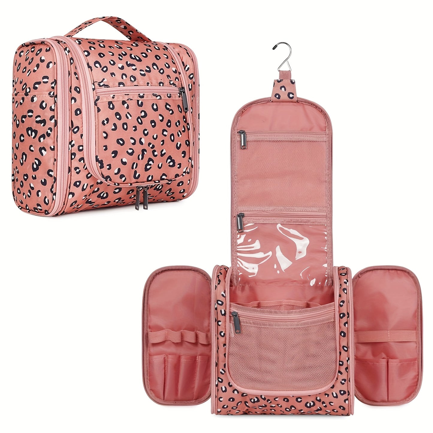 Women's Large Capacity Hanging Toiletry Bag - Travel Cosmetic Organizer with Hanging Hook & Top Handle, Zipper Closure, Lightweight Makeup Case with Multiple Compartments - Elegant Purple, Airport Approved for Carry-On Luggag