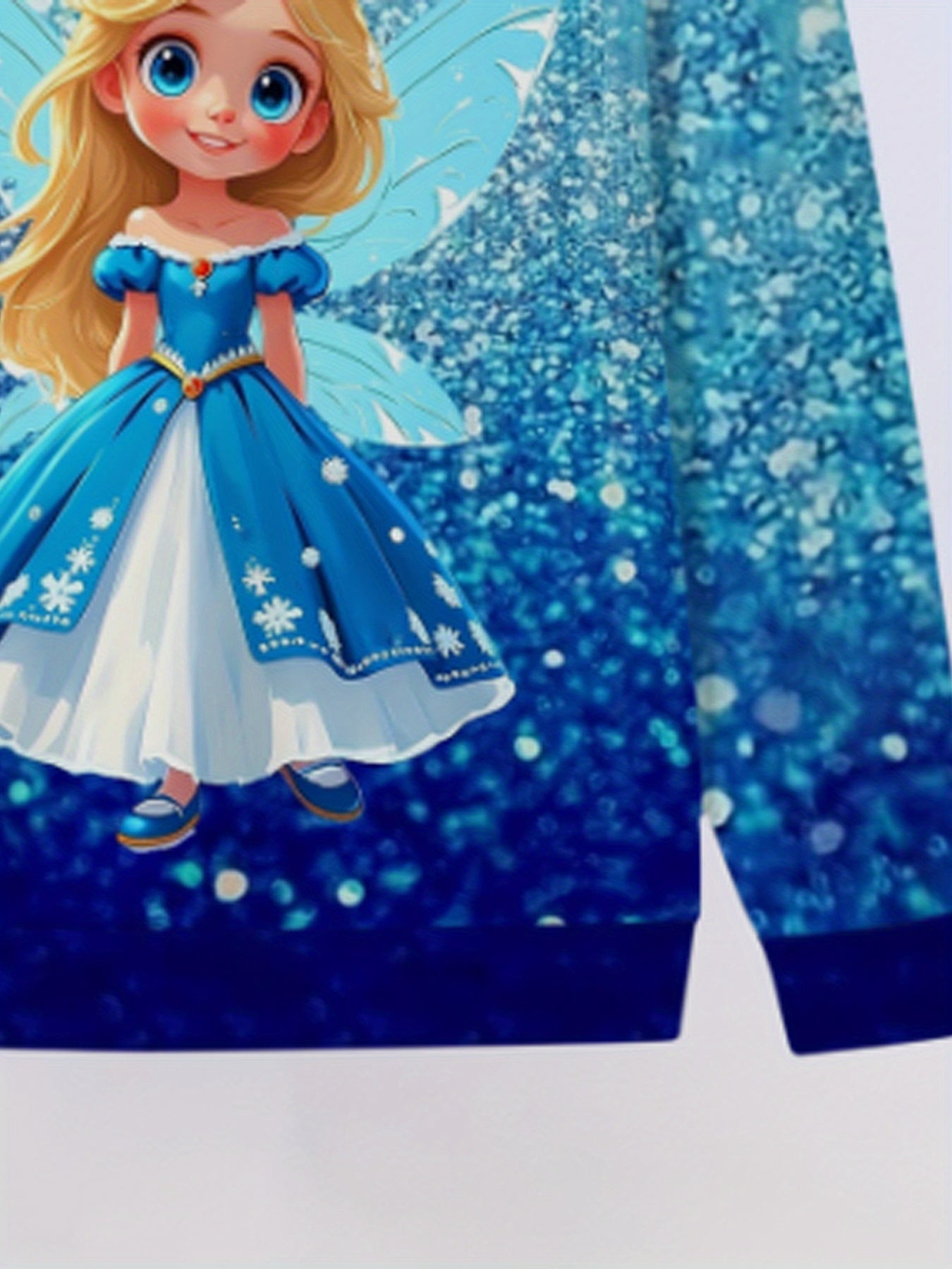 Sparkling Ice Princess Glitter Hooded Jacket With Snowflake Print Full Zip Winter Coat For Girls Long Sleeve