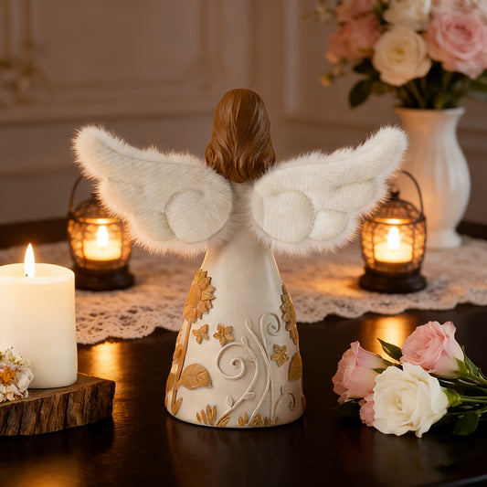 BEXLEYBAY Angel Figurine Resin Sculpture Holding Heart