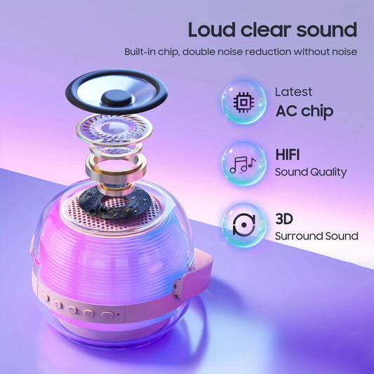 3pcs Portable Mini Karaoke Machine with 2 Wireless Microphones, Wireless Speaker for Teenagers Adults Birthday Gift Ideas, Ambient Light Speaker with Night Light, Suitable for Bedroom Wireless Speaker Speaker, Singing Karaoke