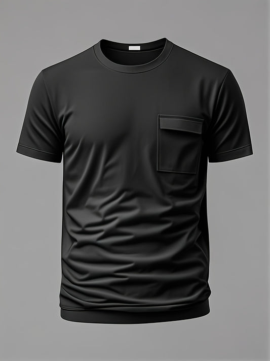 Men's Round-neck Short-sleeved Solid-color T-shirts, Breathable And Comfortable Tops, Are Suitable for Fitness And Outdoor Leisure Activities Such As Running In Spring And Summer.