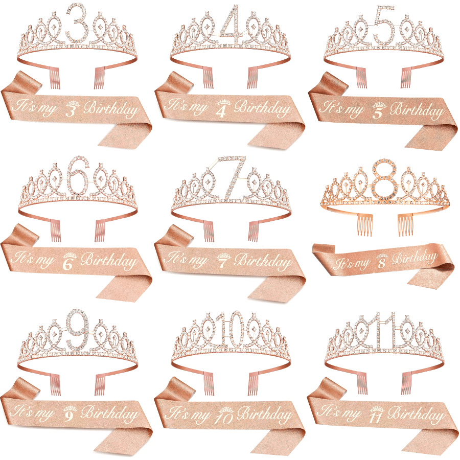 [Fabulous Sash Crown] 2pcs Fabulous Sash Crown & Tiara - Birthday Party Favor Supplies, Photo Props, Graduation Gifts, Holiday Accessories