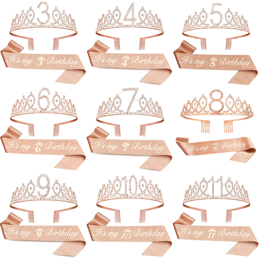 [Fabulous Sash Crown] 2pcs Fabulous Sash Crown & Tiara - Birthday Party Favor Supplies, Photo Props, Graduation Gifts, Holiday Accessories